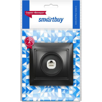 Розетка с/у компьютерная 1xRJ45, IP20, SmartBuy Венера [SBE-01b-S1-RJ] черный