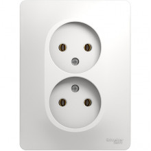 Розетка с/у 2x2P 16A, IP20, Schneider Electric Glossa [GSL000120] белый