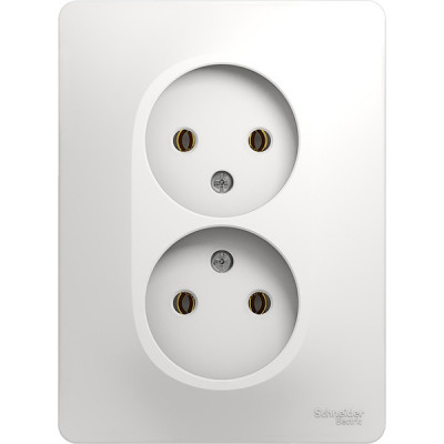 Розетка с/у 2x2P 16A, IP20, Schneider Electric Glossa [GSL000120] белый
