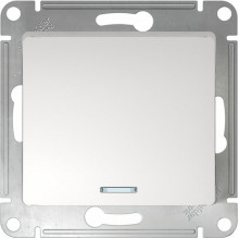 Выключатель с/у 1-кл 10А, IP20, с подсветкой, Schneider Electric Glossa [GSL000113] белый