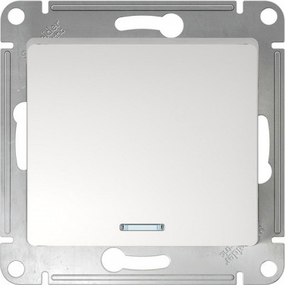 Выключатель с/у 1-кл 10А, IP20, с подсветкой, Schneider Electric Glossa [GSL000113] белый
