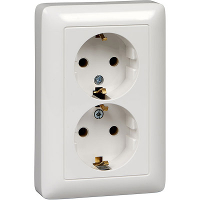 Розетка с/у 2x2P+E 16A, Schneider Electric Хит [RS16-236-B] белый