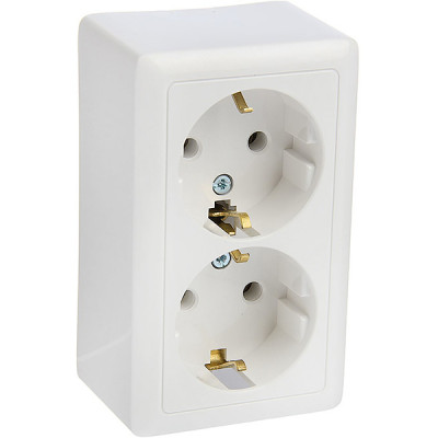 Розетка о/у 2x2P+E 16А, Schneider Electric Хит [RA16-238-B] белый