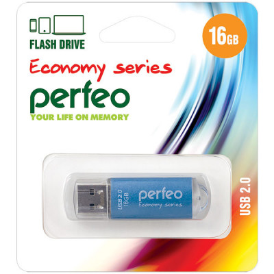 Накопитель USB Flash 16Gb Perfeo E01 Blue