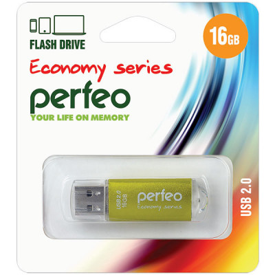 Накопитель USB Flash 16Gb Perfeo E01 Gold