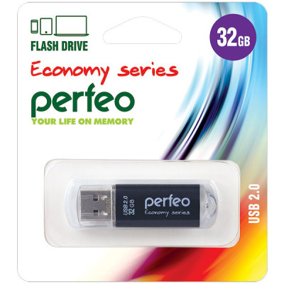 Накопитель USB Flash 32Gb Perfeo E01 Black