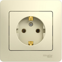 Розетка с/у 2P+E 16A, IP20, в сборе, Schneider Electric Glossa [GSL000242] бежевый