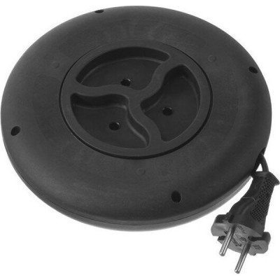 Удлинитель-рулетка  3м, 3 розетки, 10А, без заземления, ПВС 2х1, черный, SmartBuy [SBE-10-3-03-B]