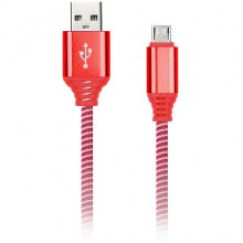 Кабель USB - microUSB, 1.0м, SmartBuy [iK-12NS red] в нейлон. оплетке, красный