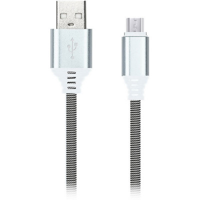 Кабель USB - microUSB, 1.0м, SmartBuy [iK-12NS black] в нейлон. оплетке, черный