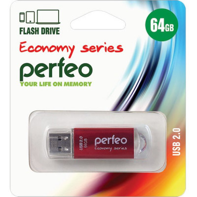 Накопитель USB Flash 64Gb Perfeo E01 Red