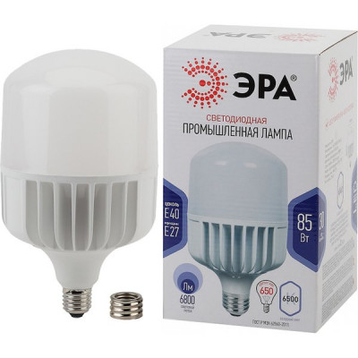 Лампа LED E27/T140 цилиндр,  85W, 6500K, 6800Лм, ЭРА [LED POWER T140-85W-6500-E27/E40] +перех. E40