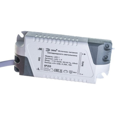 Светильник встраиваемый круг,  9W, 4000К, 585Лм, D145/135, IP20, ЭРА [LED 1-9-4K] белый