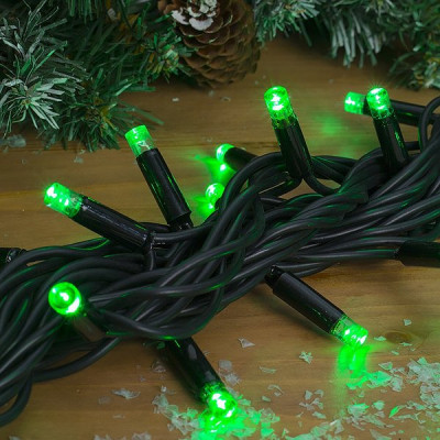Гирлянда уличная Нить 10м, темная каучук, LED-100-240V УМС 3W, БЕЗ контр., ЗЕЛЕНЫЙ [1080633]