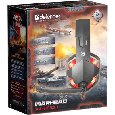 Гарнитура Defender HN-G370 Warhead, 2.0м кабель, черный + красный [64037]