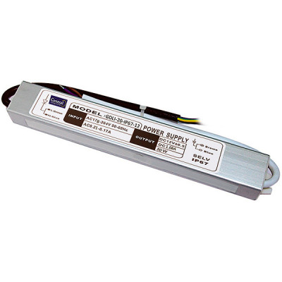 Блок питания 12V  20W, IP67, металл влагозащищенный, GENERAL [GDLI-20-IP67-12]