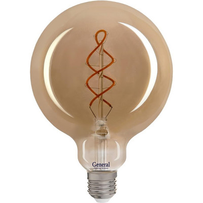 Лампа LED E27/G125 шар,  6W, FILAMENT золотой, 1800K, 300Лм, GL [GLDEN-G125DSS-6-230-E27-1800]