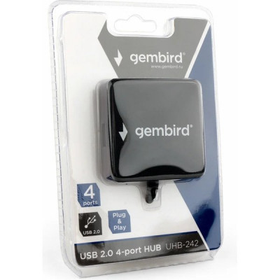 Концентратор USB 2.0 GEMBIRD UHB-242, 4 порта, черный