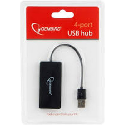 Концентратор USB 2.0 GEMBIRD UHB-U2P4-03, 4 порта, черный