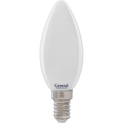 Лампа LED E14/C37 свеча,  7W, FILAMENT матовый, 6500K, 480Лм, GL [GLDEN-CS-M-7-230-E14-6500]