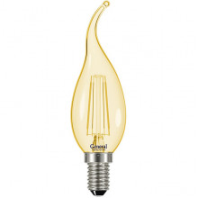 Лампа LED E14/C37 свеча на ветру,  7W, FILAMENT золотой, 4500K, 470Лм, GL [GLDEN-CWS-7-230-E14-4500]
