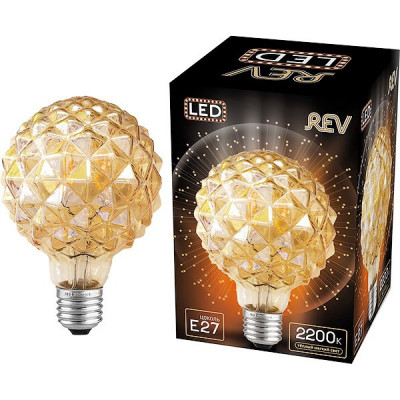 Лампа LED E27/FG95 кристалл, 5W, FILAMENT GOLD, 2200K, 450Лм, REV [32448 5]