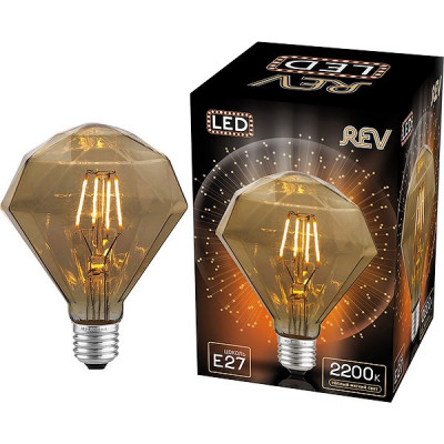 Лампа LED E27/FG95 кристалл, 5W, FILAMENT GOLD, 2200K, 450Лм, REV [32450 8]