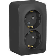 Розетка о/у 2x2P+E 16А, изол.пл., Schneider Electric Blanca [BLNRA010216] антрацит 