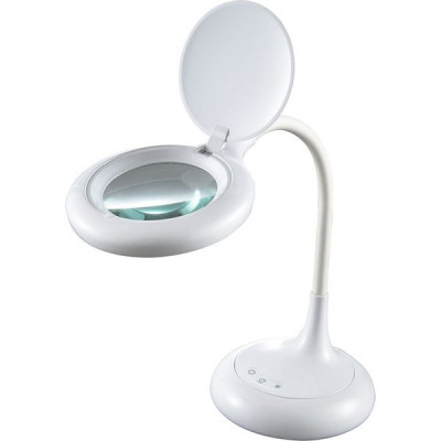 Светильник настольный LED 10W, 2700-6400K, 530Лм, сенс./диммер/линза 3х увелич, GL [GLTL-022] белый