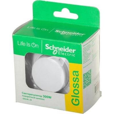Светорегулятор (диммер) поворотный с/у, 300Вт, IP20, Schneider Electric Glossa [GSL000134] белый