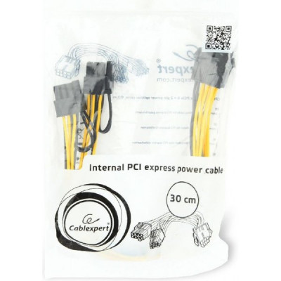 Кабель питания разветвитель PCI-E 6pin M-> 2xPCI-E 6+2pin F, 30см, Cablexpert [CC-PSU-85]