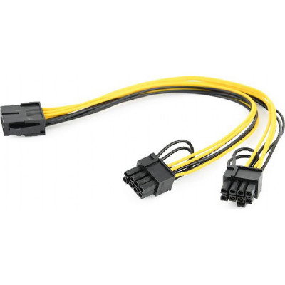 Кабель питания разветвитель PCI-E 6pin M-> 2xPCI-E 6+2pin F, 30см, Cablexpert [CC-PSU-85]