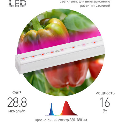 Светильник LED ФИТО 16W, 1200К, 1173*21.5*24.4, IP20, 28.8 мкмоль/с, ЭРА [FITO-16W-Т5-N]