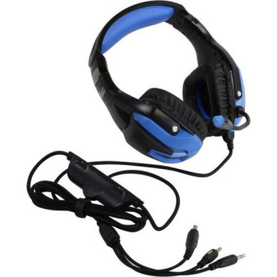 Гарнитура SmartBuy RUSH BATTLE STATION, динамики 50мм, гибкий микрофон, LED, черн/син [SBHG-9600]