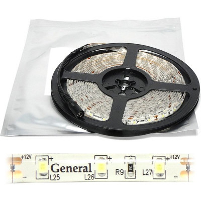 Лента LED 12В IP65 SMD2835  60/м, б/хол, 4.8Вт/м, 6500K, 5м/ц.1м, GL PRO [500520]