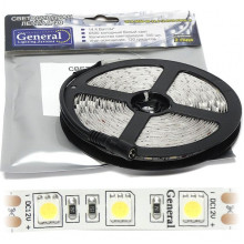 Лента LED 12В IP20 SMD5050  60/м, б/хол, 14.4Вт/м 6500K, 1320Лм/м, 5м/ц.1м, GL PROL [503430]