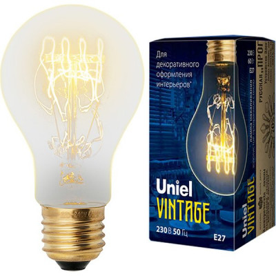 Лампа накаливания Uniel Vintage E27/A60 груша SW, 60W, 300Лм [IL-V-A60-60/GOLDEN/E27 SW01]