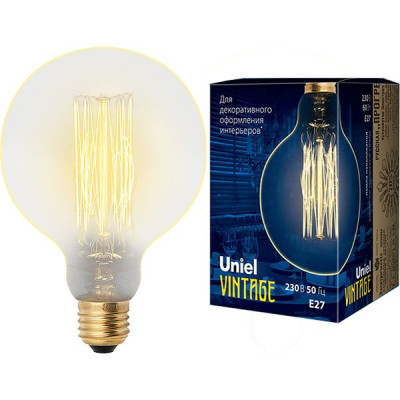 Лампа накаливания Uniel Vintage E27/G125 шар VW, 60W, 300Лм [IL-V-G125-60/GOLDEN/E27 VW01]