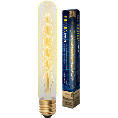 Лампа накаливания Uniel Vintage E27/L32A цилиндр 185мм CW, 60W, 300Лм [IL-V-L32A-60/GOLDEN/E27 CW01]