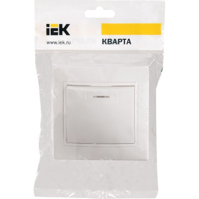 Выключатель с/у 1-кл с подсветкой 10A, IP20, IEK КВАРТА ВС10-1-1-КБ [EVK11-K01-10-DM] белый