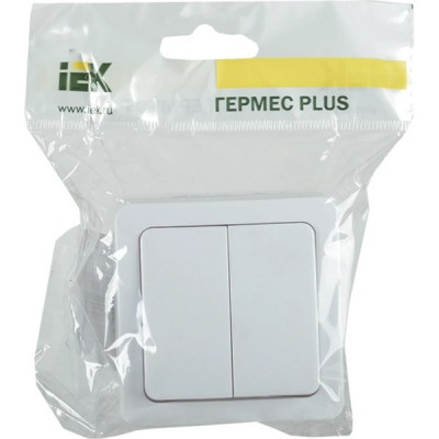 Выключатель о/у 2-кл 10A, IP54, IEK ГЕРМЕС PLUS ВС20-2-0-ГПБ [EVMP20-K01-10-54-EC] белый