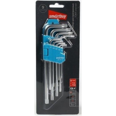 Набор ключей TORX c отверст. 9 шт, длинные TORX:10,15,20,25,27,30,40,50, CR-V, SmartBuy [SBT-TSL-9]