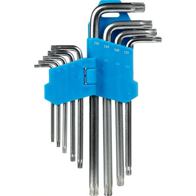 Набор ключей TORX c отверст. 9 шт, длинные TORX:10,15,20,25,27,30,40,50, CR-V, SmartBuy [SBT-TSL-9]