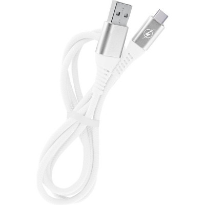 Кабель USB - Type-C, 1.0м, 2А, SmartBuy [iK-3112ERG white] в рез. оплет. Gear, мет. након, бел