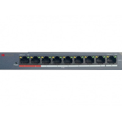 Коммутатор PoE  8PoE[100Mbps] + 1Uplink[100Mbps] HiWatch; 60Вт; DC 48В; IP44 [DS-S908P(B)]
