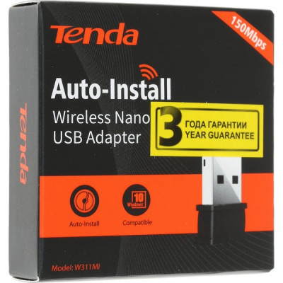 Адаптер Wi-Fi Tenda W311MI AX300, 2.4ГГц, до 300 Мбит/с, внутренняя антенна, USB