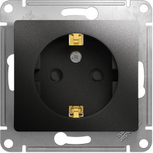 Розетка с/у 2P+E 16A, IP20, со шторками, Schneider Electric Glossa [GSL000745] антрацит