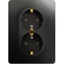 Розетка с/у 2x2P+E 16A, IP20, Schneider Electric Glossa [GSL000724] антрацит