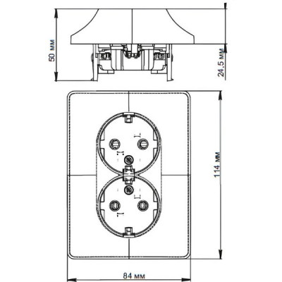 Розетка с/у 2x2P+E 16A, IP20, Schneider Electric Glossa [GSL000724] антрацит
