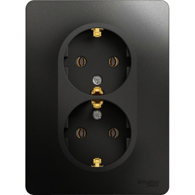 Розетка с/у 2x2P+E 16A, IP20, Schneider Electric Glossa [GSL000724] антрацит